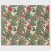 Vintages Weihnachtsbaummuster des Weihnachtsmanns Geschenkpapier (Flach)