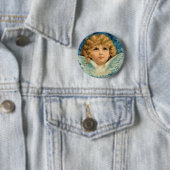 Vintages Weihnachtsblauer Engels-Engel-Kind Button (Beispiel)