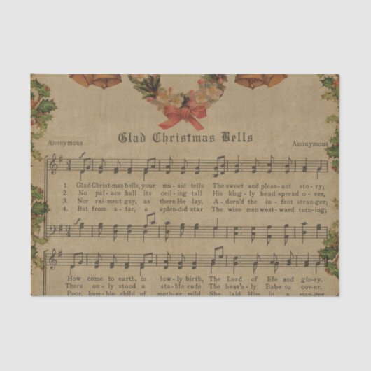 Vintages Weihnachtscarol-Musik-Blatt Seidenpapier (Vorderseite)
