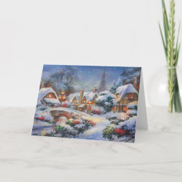 Vintages Weihnachtsdorf Feiertagskarte