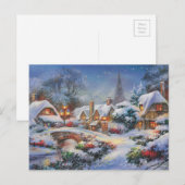 Vintages Weihnachtsdorf Feiertagspostkarte (Vorne/Hinten)