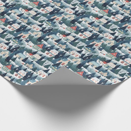 Vintages Weihnachtsdorf Geschenkpapier (Ecke)