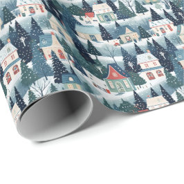Vintages Weihnachtsdorf Geschenkpapier