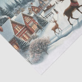 Vintages Weihnachtsdorf mit Rentier Seidenpapier (Ausschnitt)