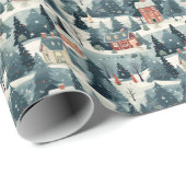 Vintages Weihnachtsdorf-Muster Geschenkpapier (Rolleneckpunkt)