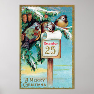 Vintages Weihnachtsfeiertag desor Plakat