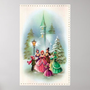 Vintages Weihnachtsfeiertagsdekor Carolersplakat Poster