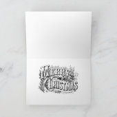 Vintages Weihnachtsfest des Roten Autos Karte (Innenseite)