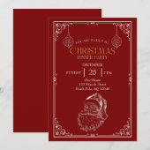 Vintages Weihnachtsfest, Party, Rot & Weiß Einladung (Vorne/Hinten)