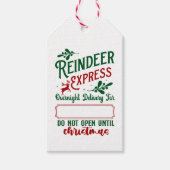 Vintages Weihnachtsgeschenk der Rentier Express Geschenkanhänger (Vorderseite)