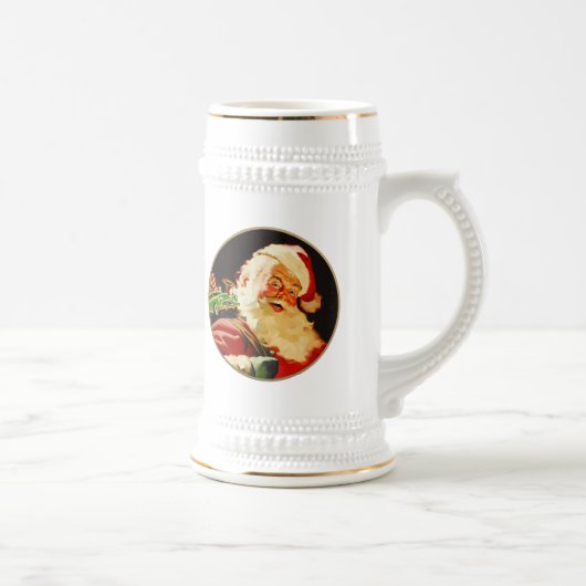 Vintages Weihnachtsgeschenk des Weihnachtsmanns Bierglas (Rechts)
