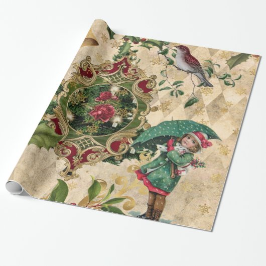 Vintages Weihnachtsgeschenkpapier Geschenkpapier (Ungerollt)