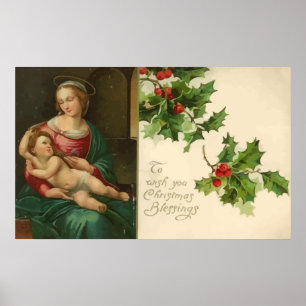 Vintages Weihnachtsgesegnet-Poster Poster