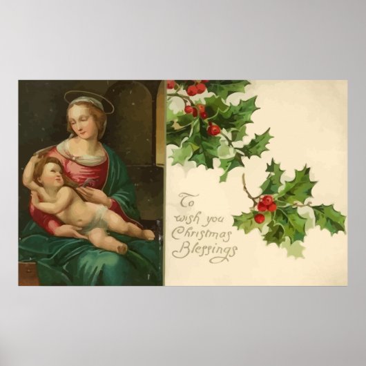 Vintages Weihnachtsgesegnet-Poster Poster (Vorne)