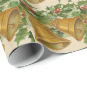 Vintages Weihnachtsgold Bell u. gefrorene Geschenkpapier (Rolleneckpunkt)