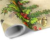 Vintages Weihnachtsgrün, Kerzenwackelpapier Geschenkpapier (Rolleneckpunkt)