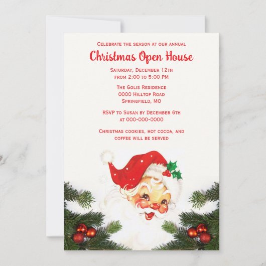 Vintages Weihnachtshaus Einladung (Vorderseite)