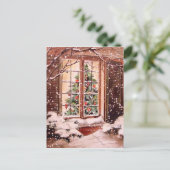 Vintages Weihnachtshaus Feiertagspostkarte (Stehend Vorderseite)