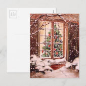 Vintages Weihnachtshaus Feiertagspostkarte (Vorne/Hinten)
