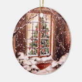 Vintages Weihnachtshaus Keramik Ornament (Links)
