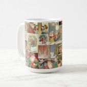 Vintages Weihnachtskarten-Feiertags-Muster Kaffeetasse (Vorderseite Links)