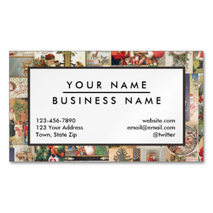Vintages Weihnachtskarten-Feiertags-Muster Magnetische Visitenkarte