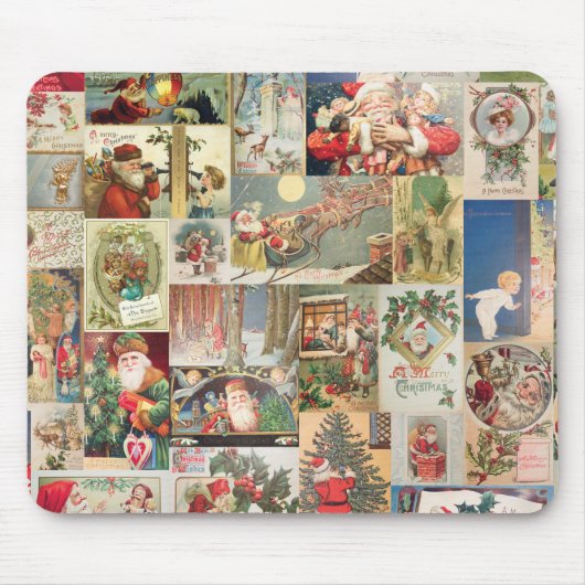 Vintages Weihnachtskarten-Feiertags-Muster Mousepad (Vorne)