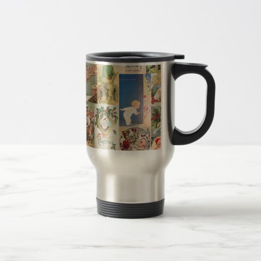 Vintages Weihnachtskarten-Feiertags-Muster Reisebecher (Rechts)