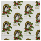 Vintages Weihnachtskätzchen-Gewebe Stoff (Muster)