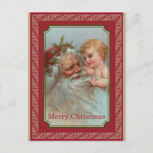 Vintages Weihnachtskind frohe Weihnachten Postkarte (Vorderseite)