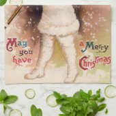 Vintages Weihnachtskind und Baumtuch Geschirrtuch (Gefaltet)