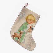 Vintages Weihnachtskinderretro Dekor-Strumpf Kleiner Weihnachtsstrumpf (Vorderansicht (hängend))