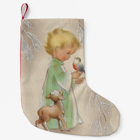 Vintages Weihnachtskinderretro Dekor-Strumpf Kleiner Weihnachtsstrumpf (Vorderseite)