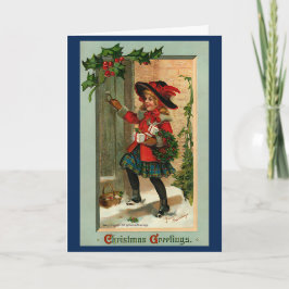 Vintages Weihnachtsmädchen der 40er Jahre Karte