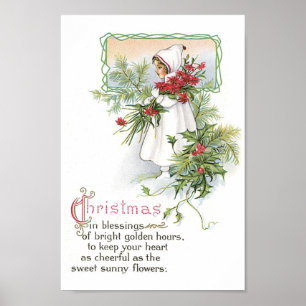 Vintages Weihnachtsmädchen Poster