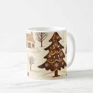 Vintages Weihnachtsmuster aus Holz (10) Kaffeetasse