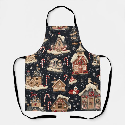 Vintages Weihnachtsmuster aus Holz (14) Schürze (Vorderseite)