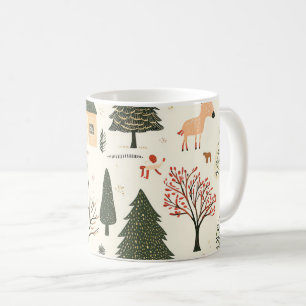 Vintages Weihnachtsmuster aus Holz (16) Kaffeetasse