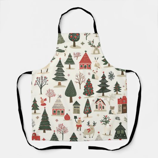 Vintages Weihnachtsmuster aus Holz (17) Schürze (Vorderseite)