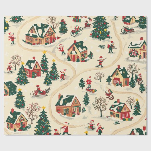 Vintages Weihnachtsmuster aus Holz (18) Geschenkpapier (Flach)