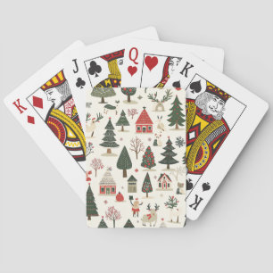 Vintages Weihnachtsmuster aus Holz (18) Spielkarten