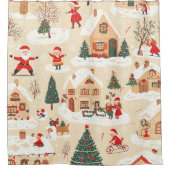 Vintages Weihnachtsmuster aus Holz (19) Duschvorhang (Vorderseite)