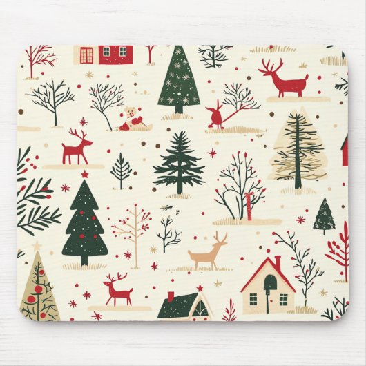 Vintages Weihnachtsmuster aus Holz (1) Mousepad (Vorne)