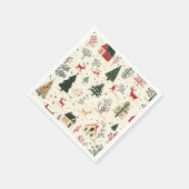 Vintages Weihnachtsmuster aus Holz (1) Serviette (Ecke)