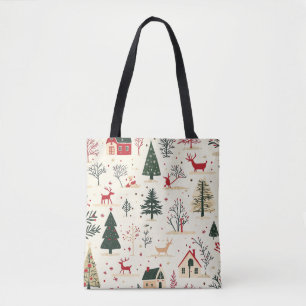 Vintages Weihnachtsmuster aus Holz (1) Tasche