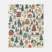 Vintages Weihnachtsmuster aus Holz (20) Fleecedecke (Vorderseite)