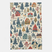 Vintages Weihnachtsmuster aus Holz (20) Geschirrtuch (Vertikal)