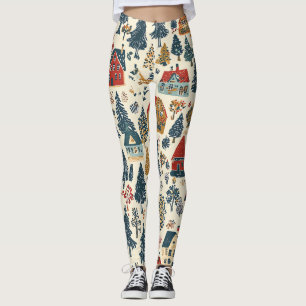 Vintages Weihnachtsmuster aus Holz (20) Leggings
