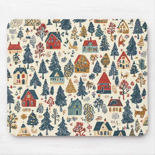 Vintages Weihnachtsmuster aus Holz (20) Mousepad (Vorne)