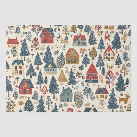 Vintages Weihnachtsmuster aus Holz (20) Seidenpapier (Vorderseite)